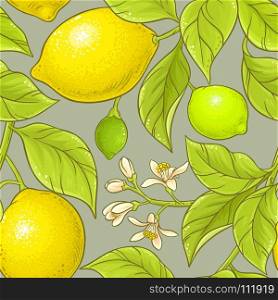 lemon vector pattern. lemon breanch vector pattern on color background