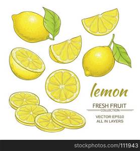 lemon vector set. lemon fruit vector set on white background