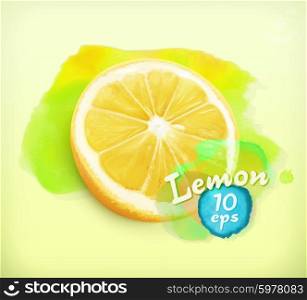 Lemon watercolor, vector illustration