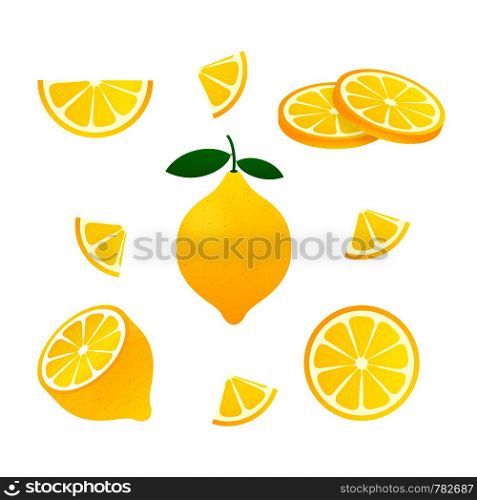 Lemon. Yellow lemon vector illustration isolated on white background.. Lemon. Yellow lemon vector stock illustration isolated on white background.