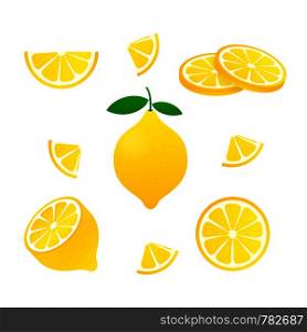 Lemon. Yellow lemon vector illustration isolated on white background.. Lemon. Yellow lemon vector stock illustration isolated on white background.