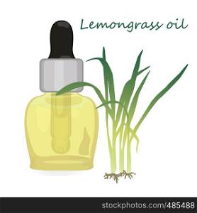 Lemongrass essential oil vector illustration Aromatherapy. Health care