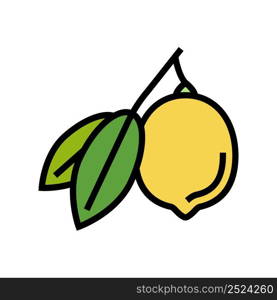 lemons citrus with leaf color icon vector. lemons citrus with leaf sign. isolated symbol illustration. lemons citrus with leaf color icon vector illustration