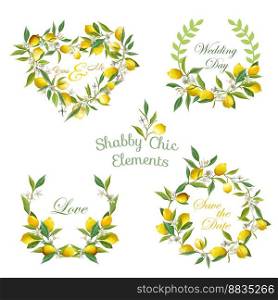 Lemons flowers leaves banners and tags floral vector image