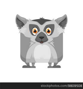 Lemur cartoon kawaii square face or animal emoji, vector emoticon character. Funny cute lemur kawaii emoji with square face, Madagascar zoo happy smile, kid baby comic manga or avatar sticker. Lemur cartoon kawaii square face, animal emoji