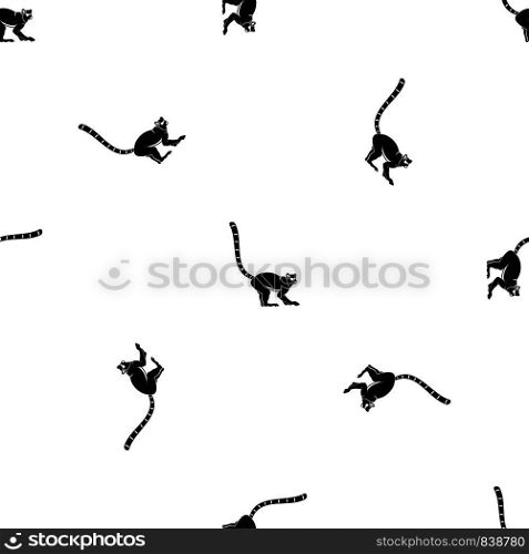 Lemur monkey pattern repeat seamless in black color for any design. Vector geometric illustration. Lemur monkey pattern seamless black