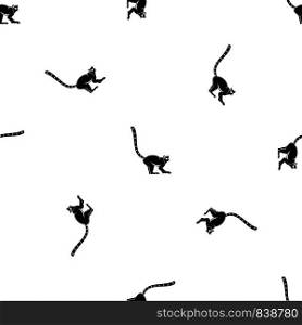Lemur monkey pattern repeat seamless in black color for any design. Vector geometric illustration. Lemur monkey pattern seamless black