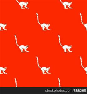 Lemur monkey pattern repeat seamless in orange color for any design. Vector geometric illustration. Lemur monkey pattern seamless