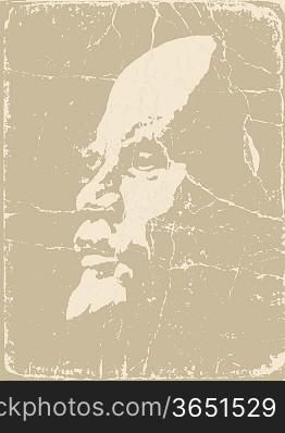 Lenin silhouette on brown background, vector illustration