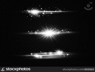Lens flares and lighting effects on transparent background vector illustration
