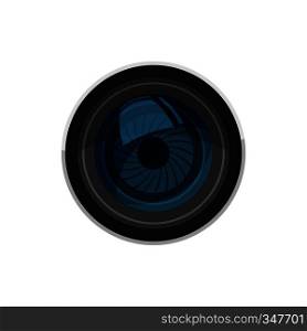 Lens for camera icon in cartoon style isolated on white background. Components for photo shooting symbol. Lens for camera icon, cartoon style
