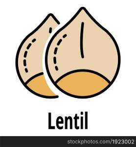 Lentil icon. Outline lentil vector icon color flat isolated on white. Lentil icon color outline vector