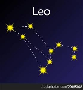 Leo constellation. Dark blue background. Horoscope symbol. Abstract art. Cosmic space. Vector illustration. Stock image. EPS 10.. Leo constellation. Dark blue background. Horoscope symbol. Abstract art. Cosmic space. Vector illustration. Stock image.