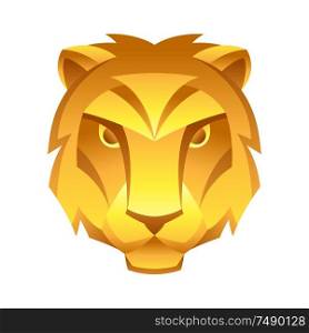 Leo zodiac sign, golden horoscope symbol. Stylized astrological illustration.. Leo zodiac sign, golden horoscope symbol.