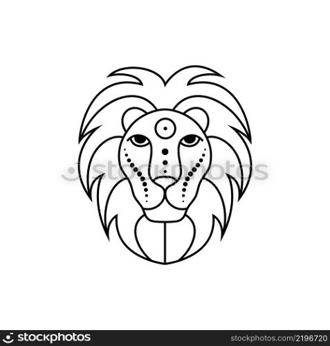 Leo zodiac sign in line art style on white background.
