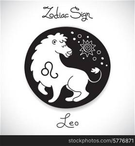 Leo zodiac sign of horoscope circle emblem in cartoon style. Vector illustration.. Leo zodiac sign of horoscope circle emblem in cartoon style.