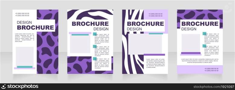 Leopard and zebra blue print blank brochure layout design. Creative print. Vertical poster template set with empty copy space for text. Premade corporate reports collection. Editable flyer paper pages. Leopard and zebra blue print blank brochure layout design