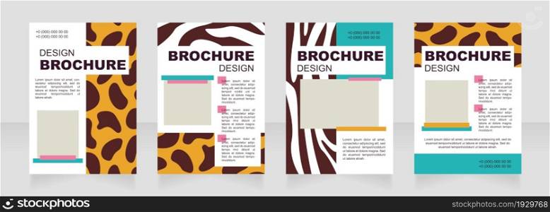 Leopard and zebra print blank brochure layout design. Creative print. Vertical poster template set with empty copy space for text. Premade corporate reports collection. Editable flyer paper pages. Leopard and zebra print blank brochure layout design