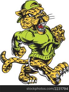 Leopard Mascot Strut Vector Illustration