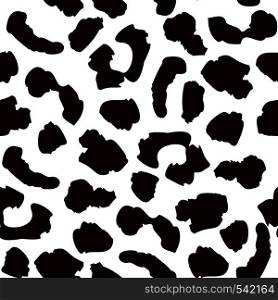Leopard skin seamless pattern. Abstract animal fur wallpaper. Monochrome black and white backdrop. Wild african cats repeat illustration. Concept trendy fabric textile design. Leopard skin seamless pattern. Abstract animal fur wallpaper.