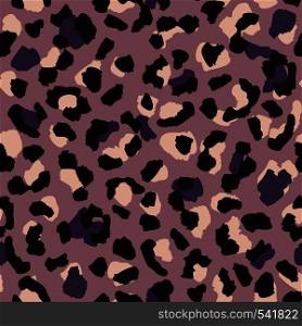 Leopard skin seamless pattern. Abstract animal fur wallpaper. Purple and black colors texture repeat. Wild african cats illustration. Concept fabric textile design. Leopard skin seamless pattern. Abstract animal fur wallpaper. Purple and warm pink colors texture repeat. Wild african cats illustration.
