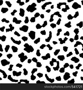 Leopard skin seamless pattern texture repeat. Abstract animal fur wallpaper. Monochrome black and white backdrop. Wild african cats repeat illustration. Concept trendy fabric textile design. Leopard skin seamless pattern texture repeat. Abstract animal fur wallpaper.