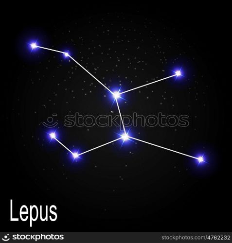 Lepus Constellation with Beautiful Bright Stars on the Background of Cosmic Sky Vector Illustration EPS10. Lepus Constellation with Beautiful Bright Stars on the Backgroun