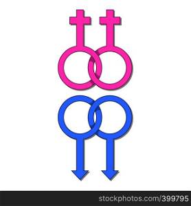 Lesbian and gay gender sign icon. Cartoon illustration of gender sign vector icon for web design. Lesbian and gay gender sign icon, cartoon style