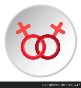 Lesbian love sign icon in flat circle isolated vector illustration for web. Lesbian love sign icon circle