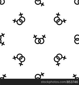Lesbian love sign pattern repeat seamless in black color for any design. Vector geometric illustration. Lesbian love sign pattern seamless black