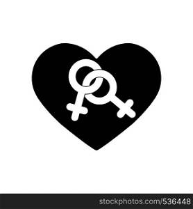 Lesbian symbol on a background of hearts. Two symbols of the feminine on the background of the heart, simple design