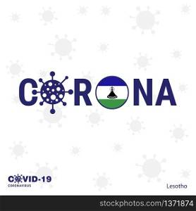 Lesotho Coronavirus Typography. COVID-19 country banner. Stay home, Stay Healthy. Take care of your own health