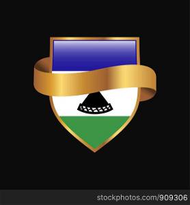 Lesotho flag Golden badge design vector