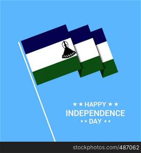 Lesotho Independence day typographic design with flag vector