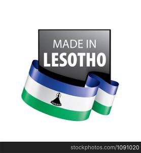 Lesotho national flag, vector illustration on a white background. Lesotho flag, vector illustration on a white background