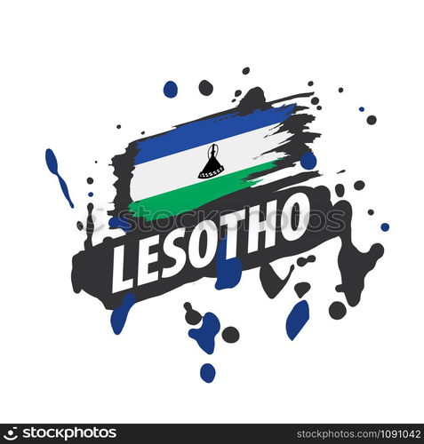 Lesotho national flag, vector illustration on a white background. Lesotho flag, vector illustration on a white background