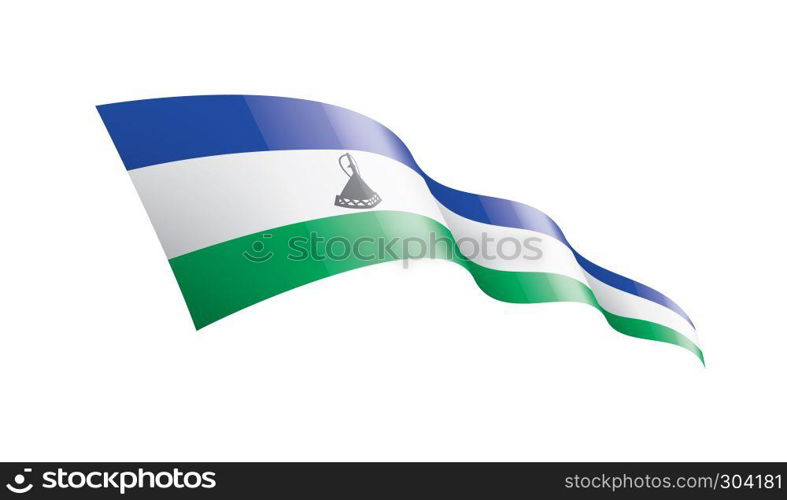 Lesotho national flag, vector illustration on a white background. Lesotho flag, vector illustration on a white background