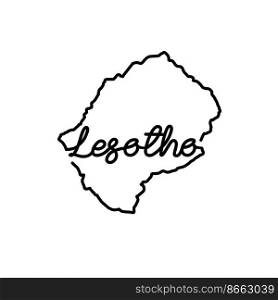 Lesotho outline map with the handwritten country name. Continuous line drawing of patriotic home sign. A love for a small homeland. T-shirt print idea. Vector illustration.. Lesotho outline map with the handwritten country name. Continuous line drawing of patriotic home sign