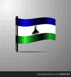 Lesotho waving Shiny Flag design vector