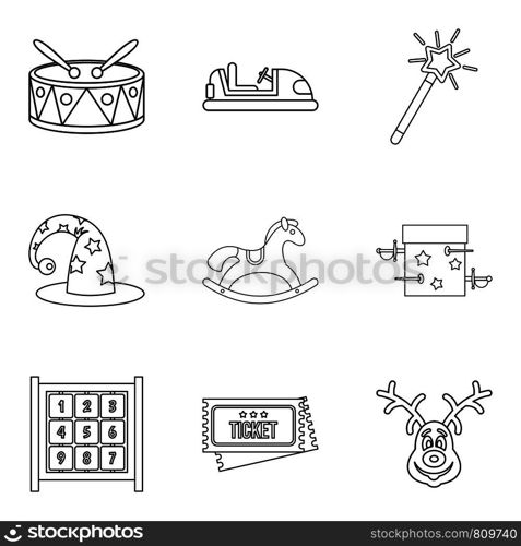 Lesson for the child icons set. Outline set of 9 lesson for the child vector icons for web isolated on white background. Lesson for the child icons set, outline style