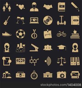 Lesson icons set. Simple style of 36 lesson vector icons for web for any design. Lesson icons set, simple style