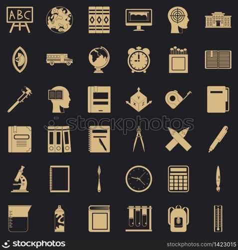 Lesson icons set. Simple style of 36 lesson vector icons for web for any design. Lesson icons set, simple style