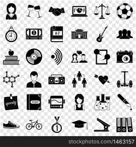 Lesson icons set. Simple style of 36 lesson vector icons for web for any design. Lesson icons set, simple style