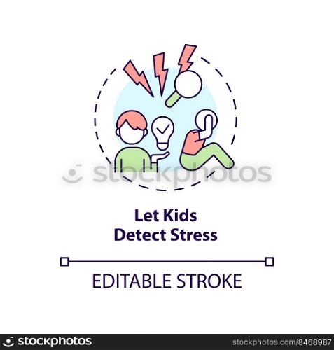 Let kids detect stress concept icon. Foster emotional regulation in children abstract idea thin line illustration. Isolated outline drawing. Editable stroke. Arial, Myriad Pro-Bold fonts used. Let kids detect stress concept icon