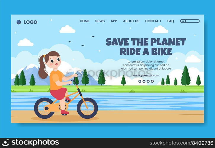 Lets Play Bicycle Social Media Template Flat Cartoon Twitch Background Vector Illustration