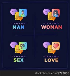 Lets talk about sex love man woman doodle dialog Vector Image