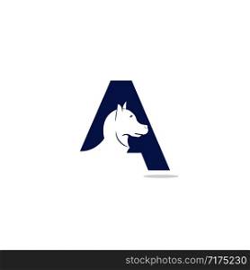 Letter A and Dog head vector logo design. Pet care logo design. Pet icon vector. Pet love logo design.