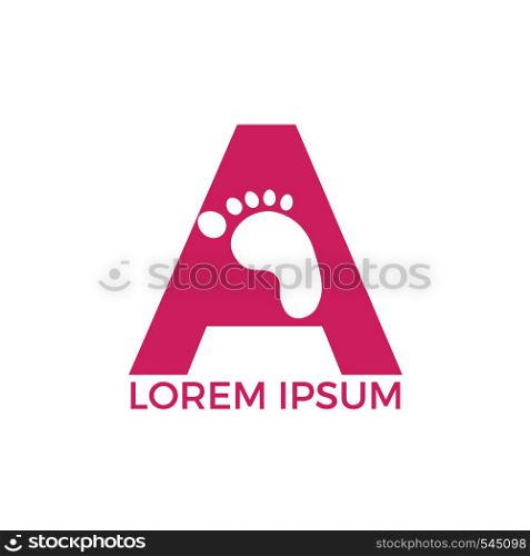Letter A and feet vector logo design. Foot health icon logo design template. Health care symbol.