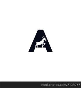 Letter A And Goat Logo Template Design. Mountain goat vector logo design.
