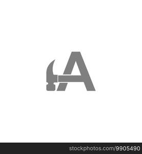 Letter A and hammer combination icon logo design vector